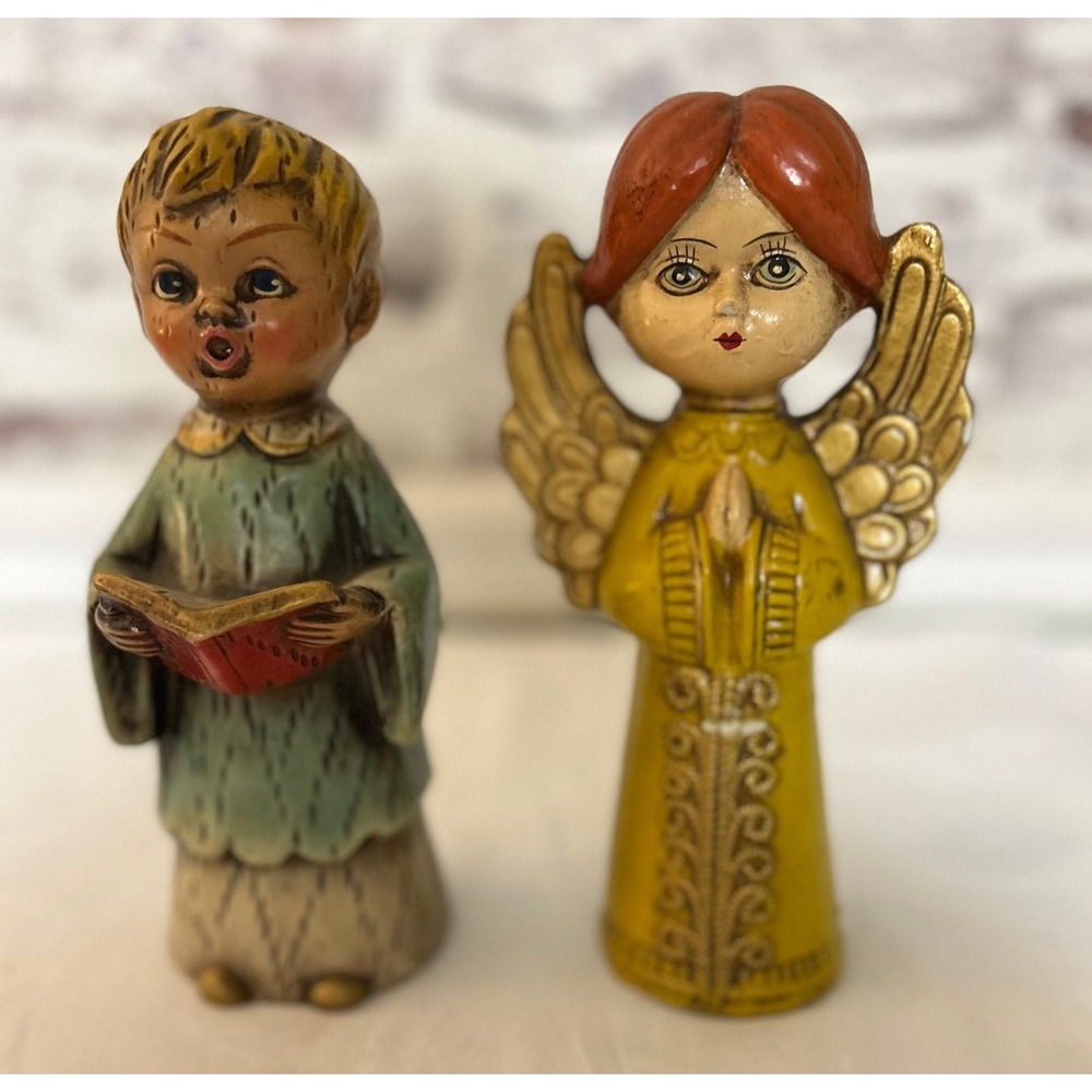 Vintage Parma by AAT Japan Choir Boy and Angel Figurines Mid Century Christmas